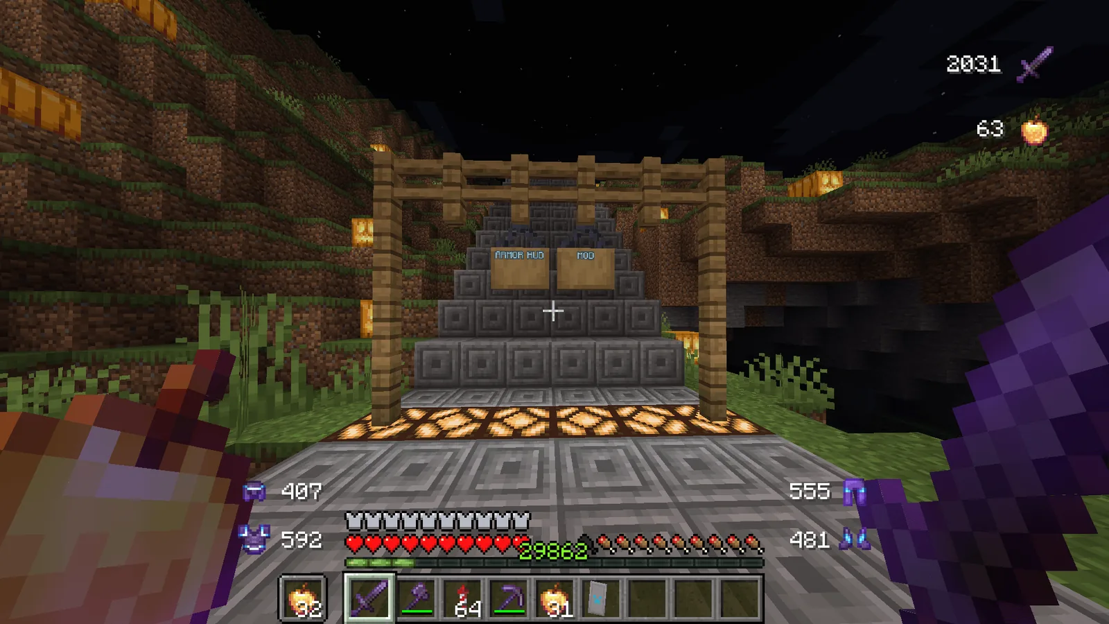 Armor HUD information visible during night gameplay