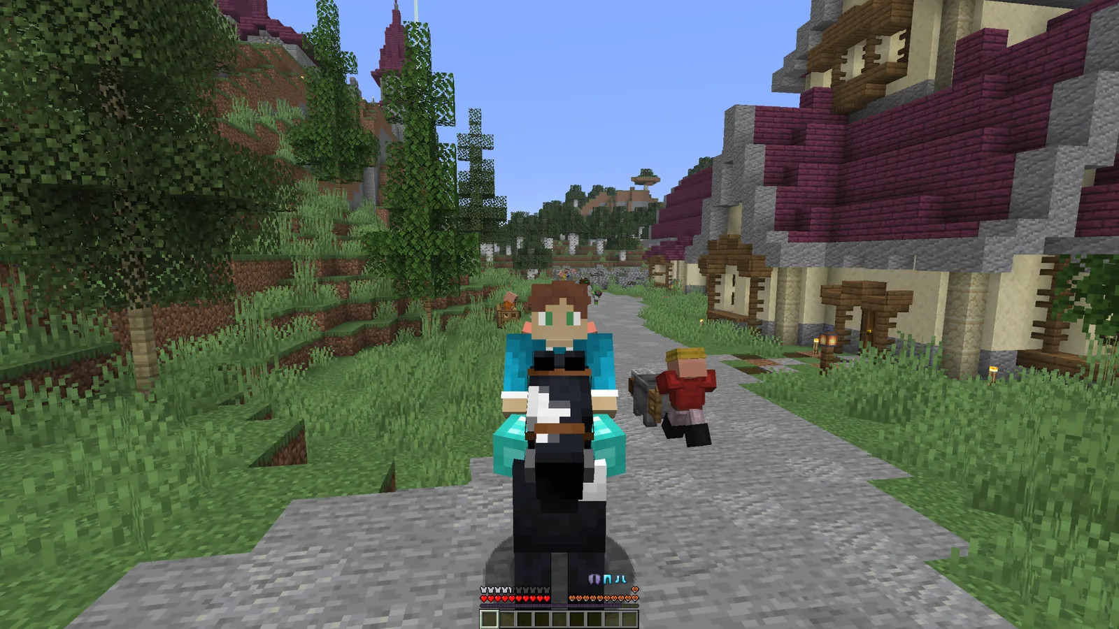 Minecraft village gameplay scene